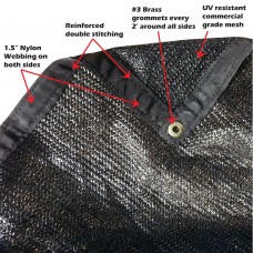Xtarps -  10' x 14' - 50% shade cloth, shade fabric, sun shade, shade sail, black color   